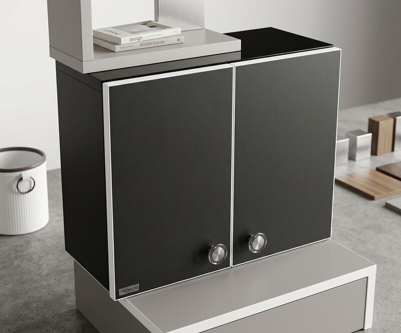 Armoire murale en mélamine noire et blanche